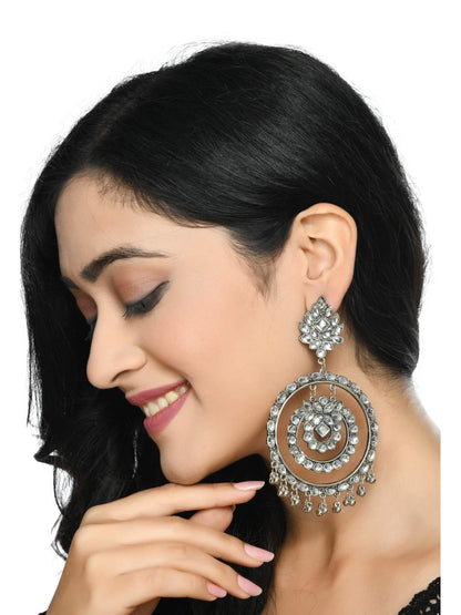 Latest Design Earrings with White Kundan Jhumkas Jker_075