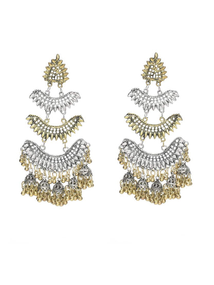 Beautiful Silver & Gold Earrings with Jhumkas Design Jker_086