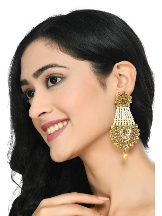 Trendia High Quality Earrings with Kundan & Pearls work Jker_108