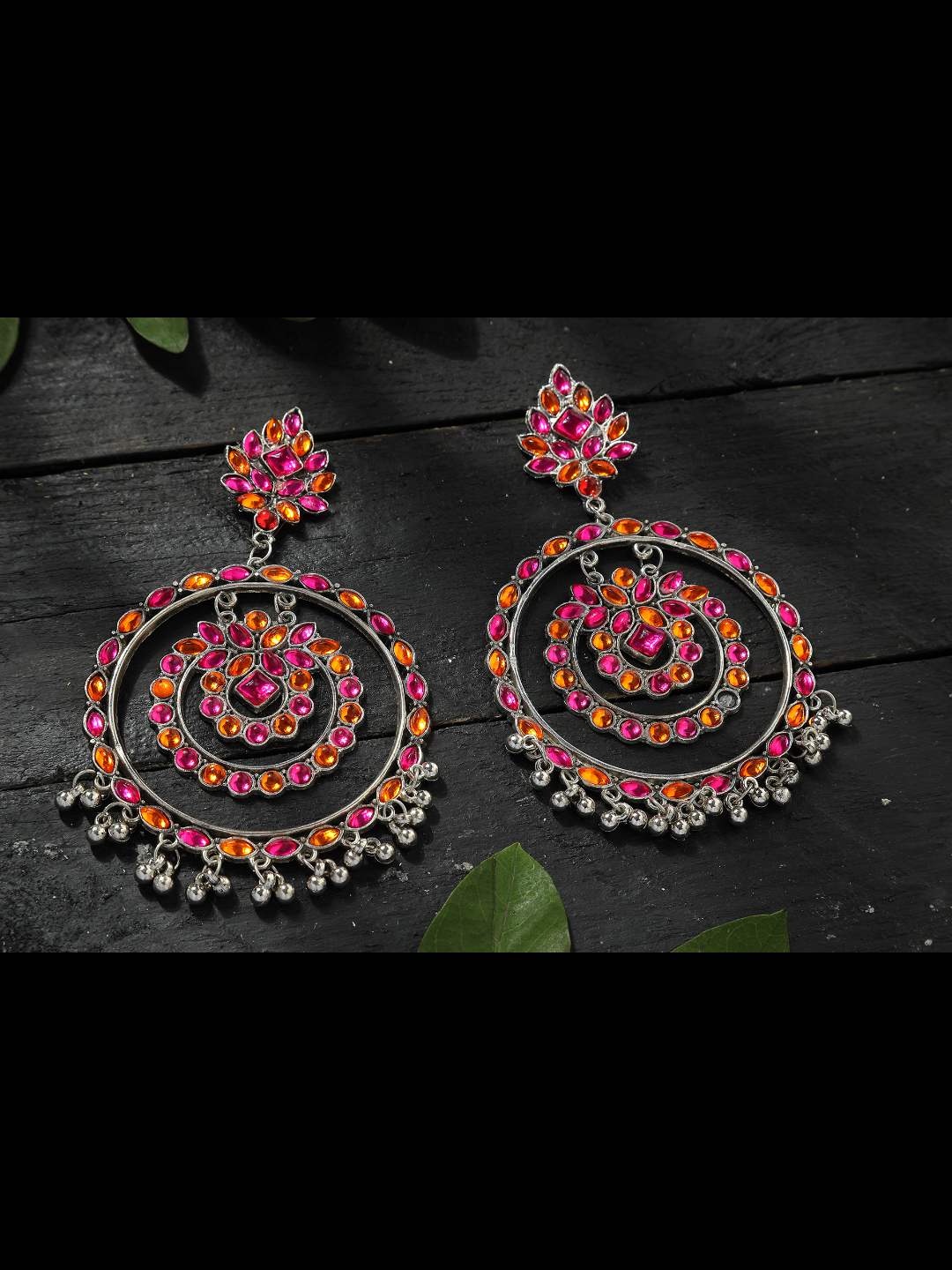 Women's  Trendia Multi color circles Earrings with Kundan Jker_136