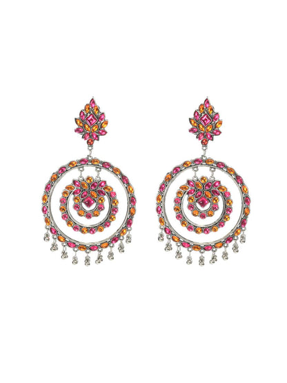 Women's  Trendia Multi color circles Earrings with Kundan Jker_136