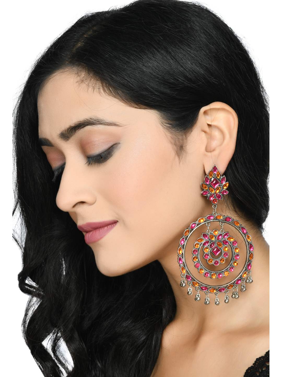 Women's  Trendia Multi color circles Earrings with Kundan Jker_136