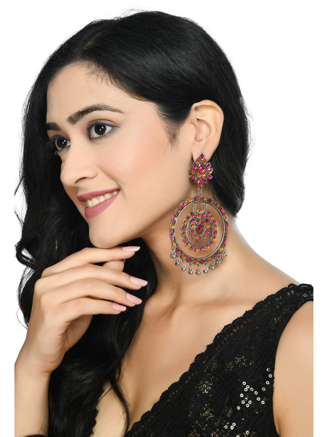 Women's  Trendia Multi color circles Earrings with Kundan Jker_136