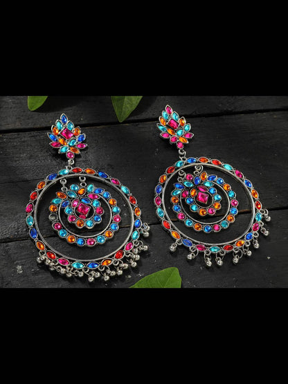 Women's  Trendia Multi color circles Earrings with Kundan Jker_137