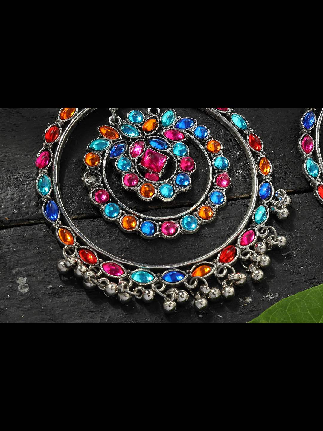 Women's  Trendia Multi color circles Earrings with Kundan Jker_137