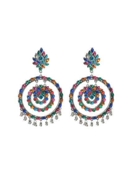 Women's  Trendia Multi color circles Earrings with Kundan Jker_137