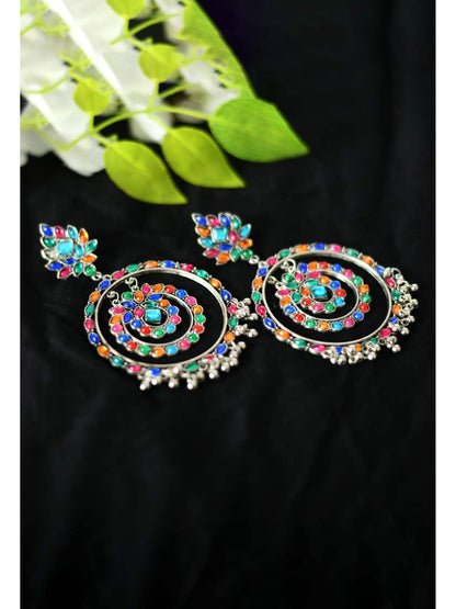 Women's  Trendia Multi color circles Earrings with Kundan Jker_137