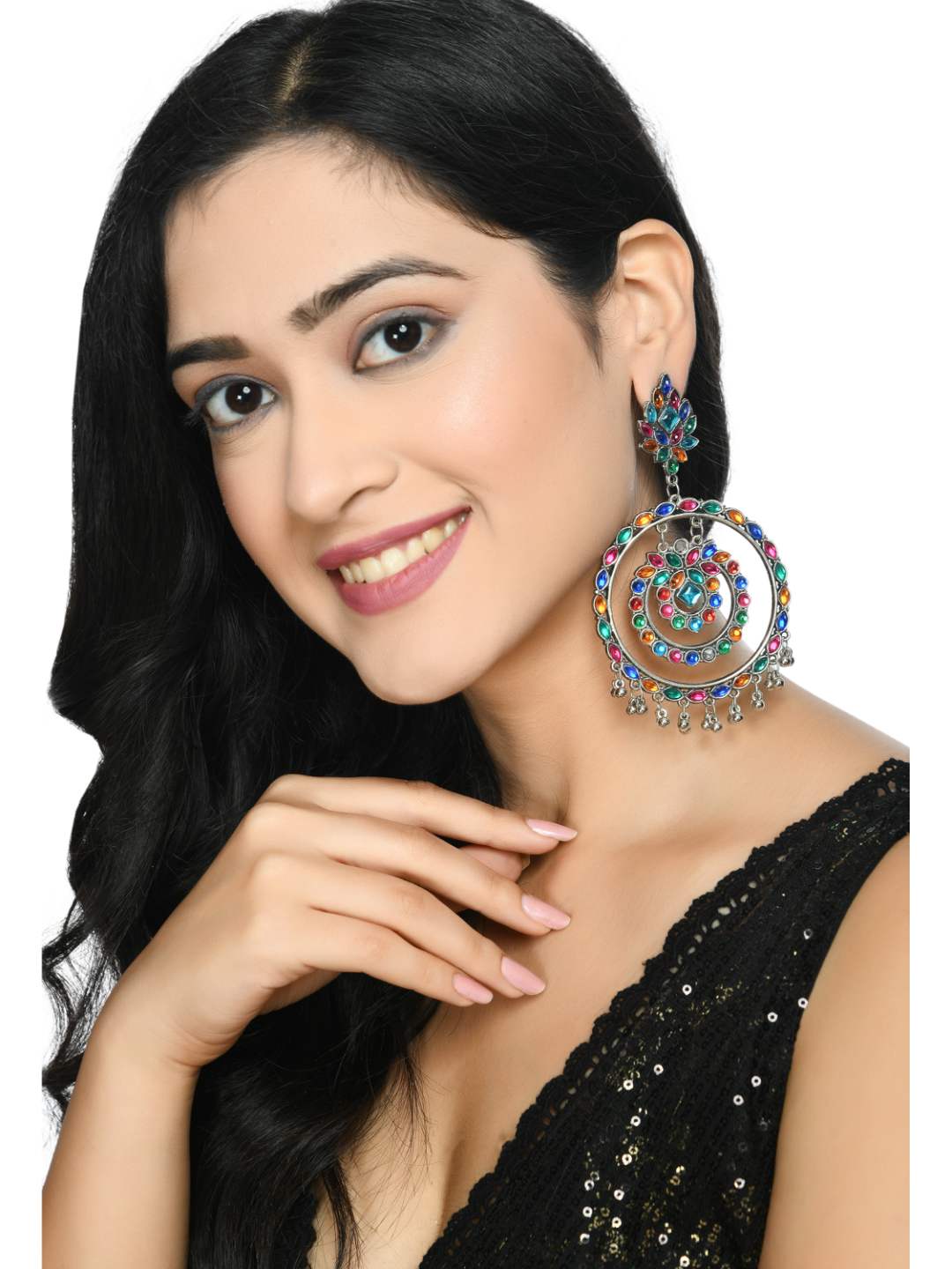 Women's  Trendia Multi color circles Earrings with Kundan Jker_137