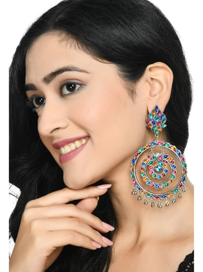 Women's  Trendia Multi color circles Earrings with Kundan Jker_137