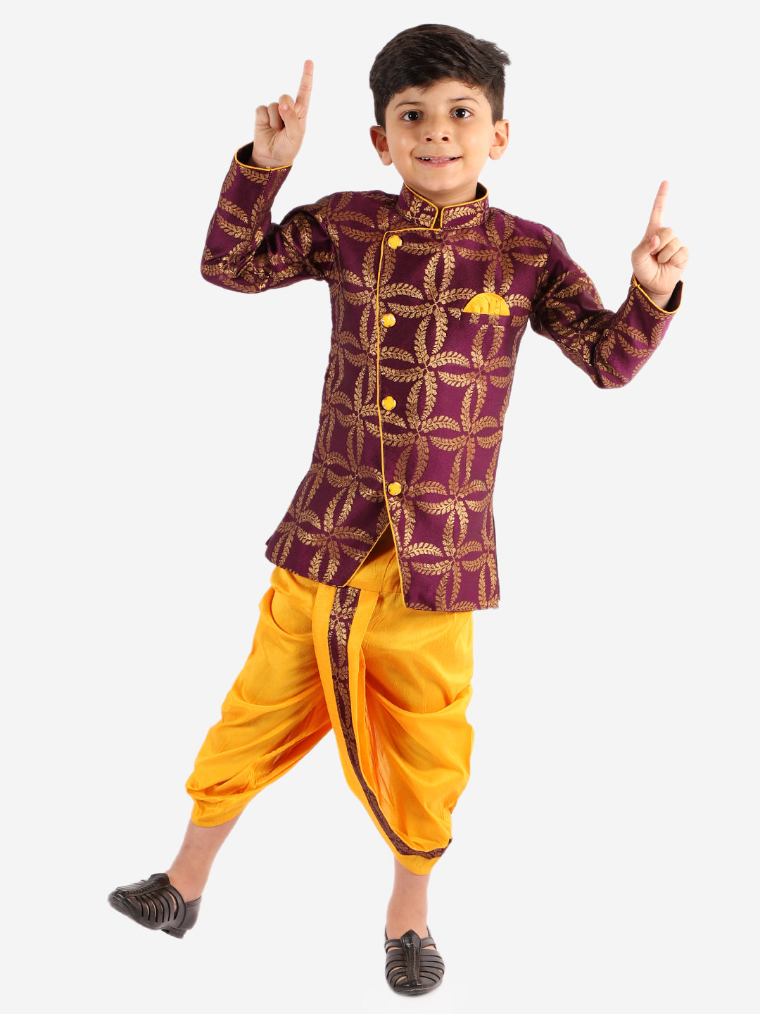 Dupioni Silk Dhoti Kurta Set for Boys