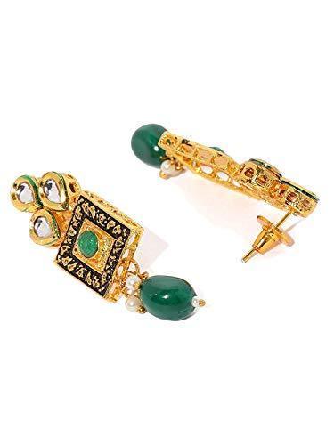 Women's Gold Plated Green Handcrafted Choker Necklace Jewellery Set