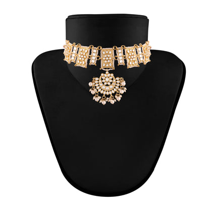 Women's 18k Gold Plated Black Pearl Beaded Choker Set