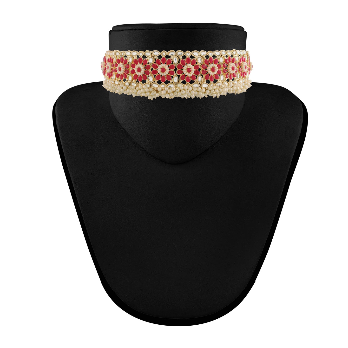 Women's 18K Gold Plated Traditional Kundan & Pearl Studded Choker Set