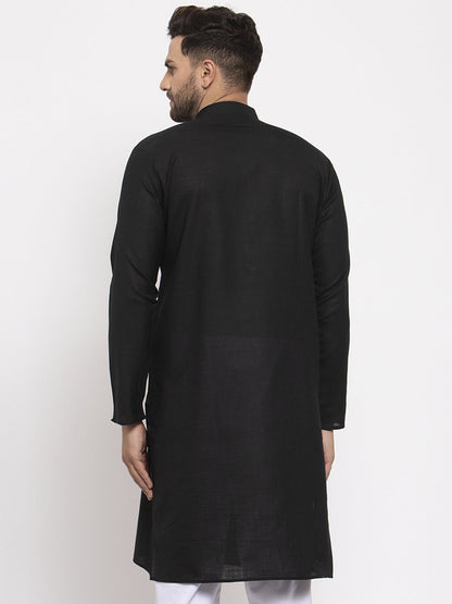 Men's Black & White Solid Kurta Only ( KO 532 Black )