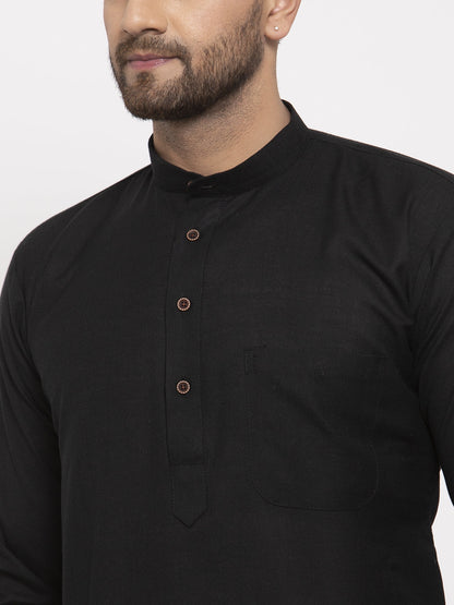 Men's Black & White Solid Kurta Only ( KO 532 Black )