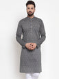 Men's  Grey Printed Straight Kurta