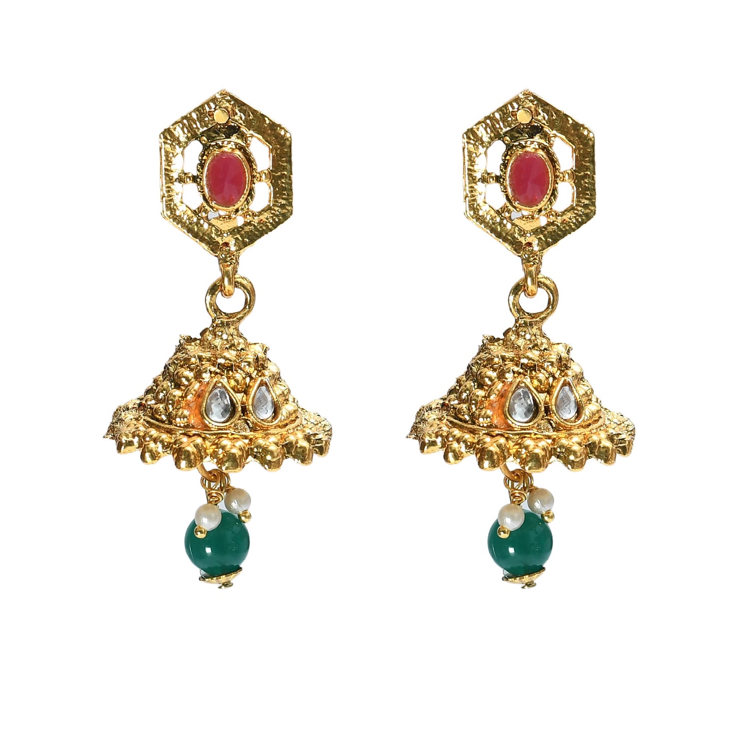 Gold-Plated Chokar Jaipuri Necklace Multi color with Earrings Jkms_117