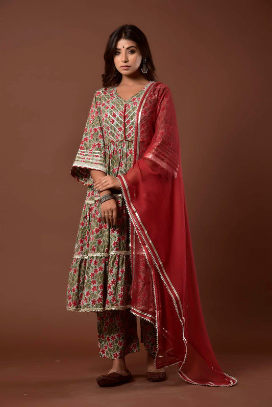 Women's Red Aafreen Suit Set