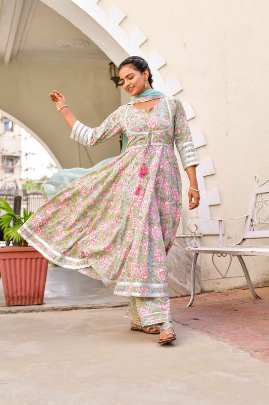 Women's Sea green Nargis Anarkali