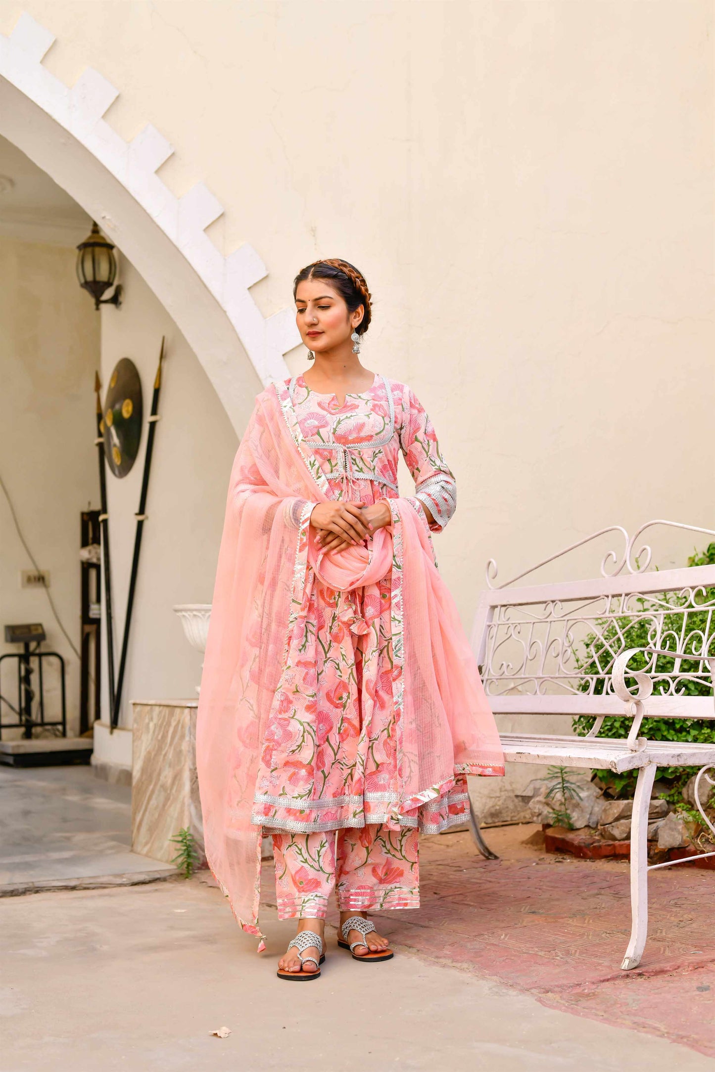 Women's Peachy Peach Nargis Anarkali