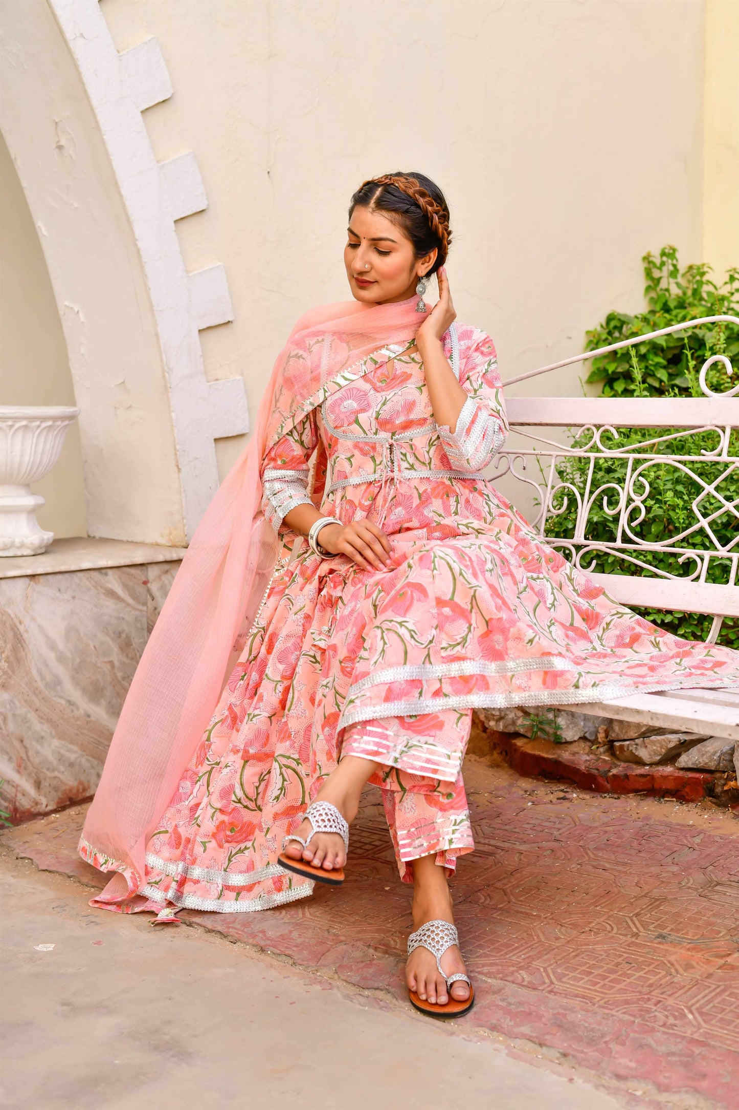 Women's Peachy Peach Nargis Anarkali