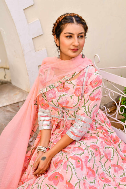 Women's Peachy Peach Nargis Anarkali