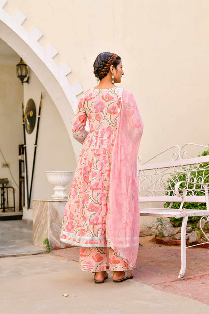 Women's Peachy Peach Nargis Anarkali