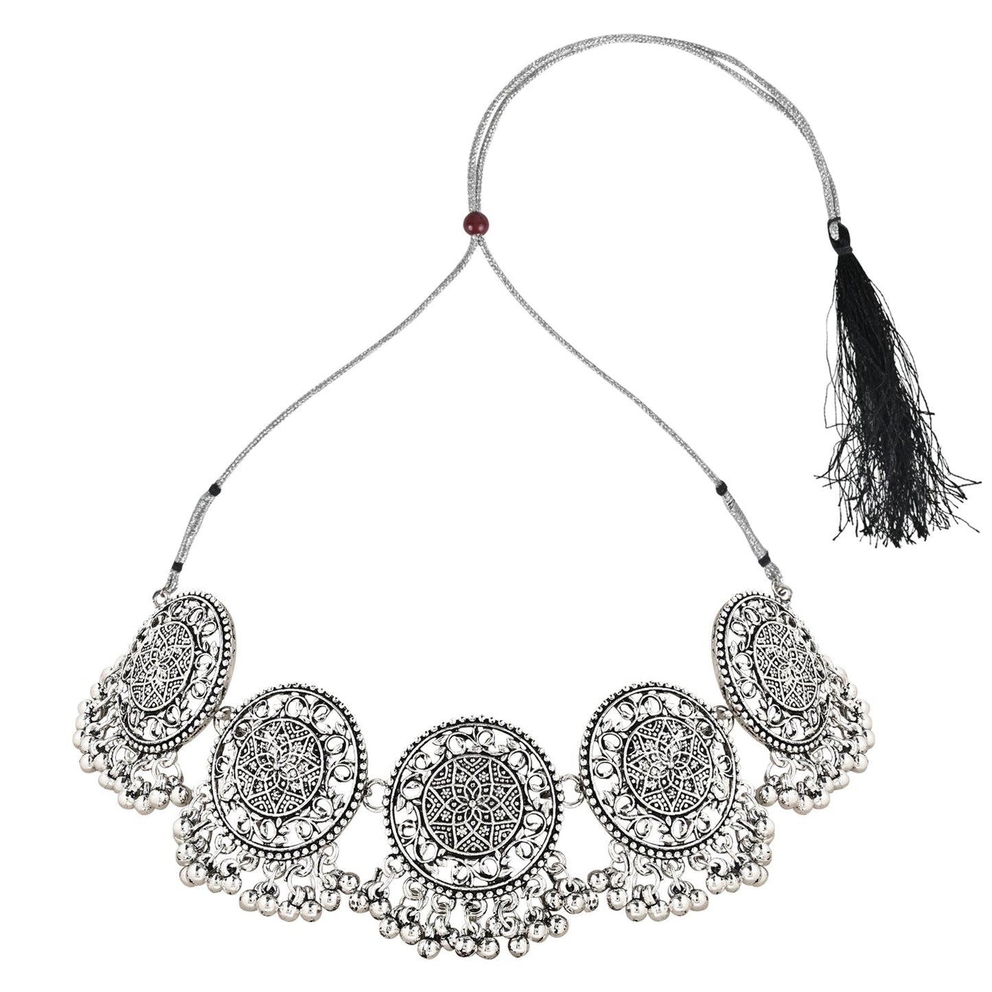 Women's Antique Silver Oxidized Ethnic Traditional Afghani Choker Necklace Jewellery Set