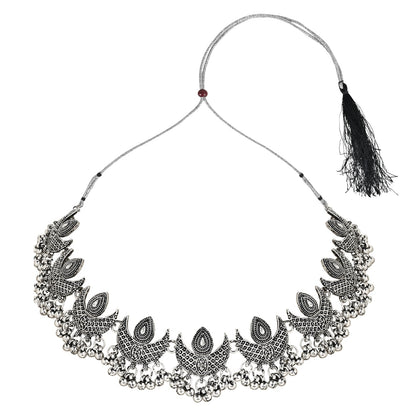 Women's Antique Silver Oxidized Ethnic Traditional Afghani Choker Necklace Jewellery Set