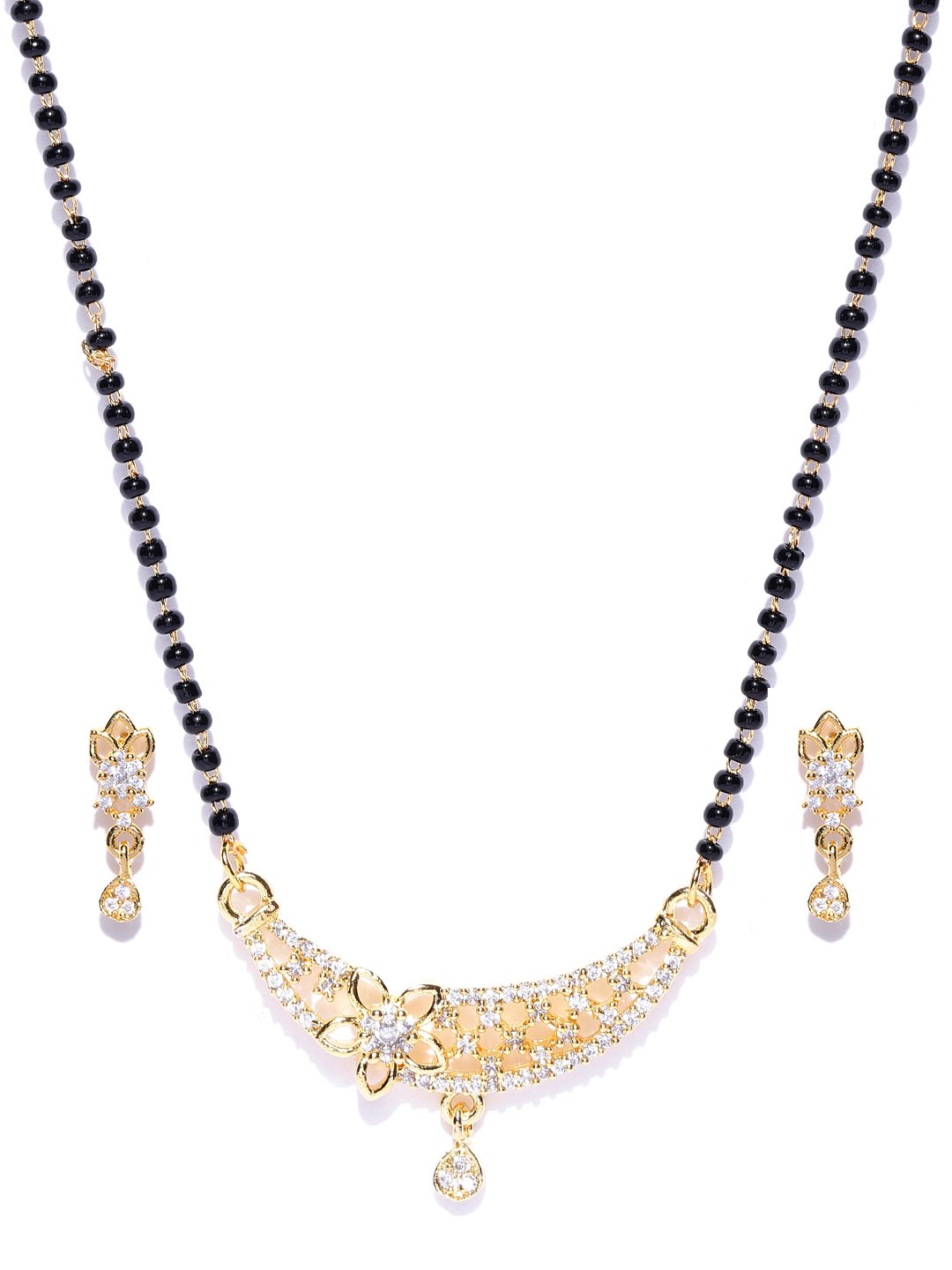 Women's  American Diamond Mangalsutra Set With Earrings