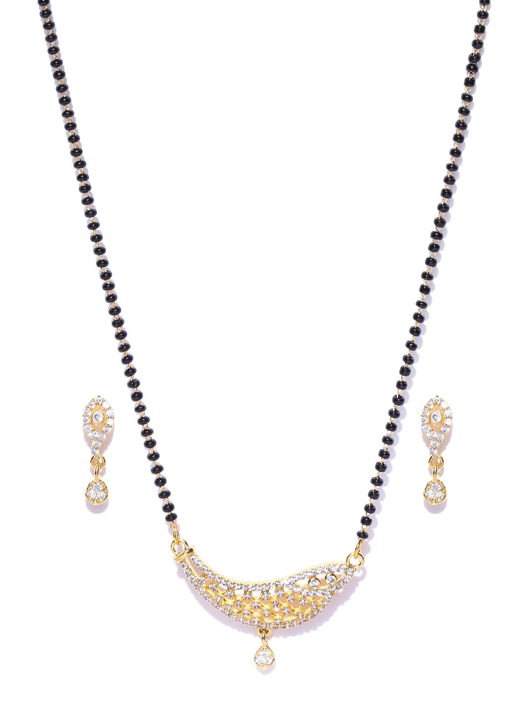 Women's  American Diamond Mangalsutra Set With Earrings