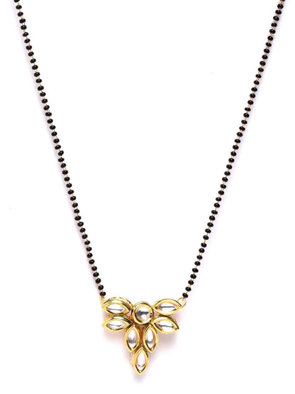 Women's Gold Plated Kundan Studded Floral Mangalsutra