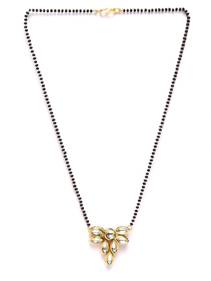 Women's Gold Plated Kundan Studded Floral Mangalsutra