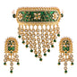 Women's gold plated handcrafted enamel meena work traditional choker with stone studded  jewellery set ml123g