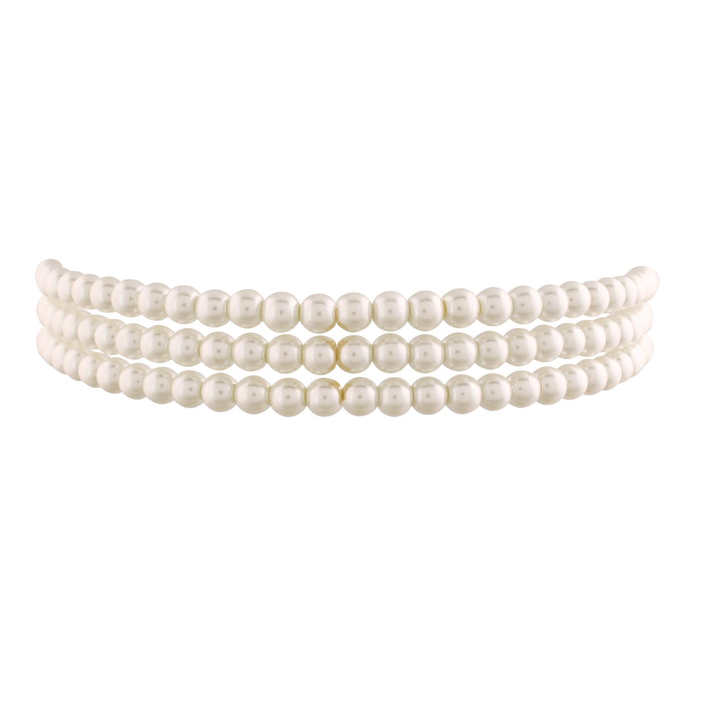 Women's Gold Plated White Handcrafted 3 Layer Light Weight Pearl Choker Necklace Set