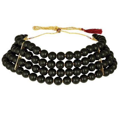 Women's 18k Gold Plated Black Pearl Beaded Choker Set