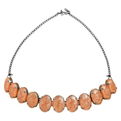 Women's Glamorous Fashionable Eye-Catching Peach Beaded Choker and Earrings Set