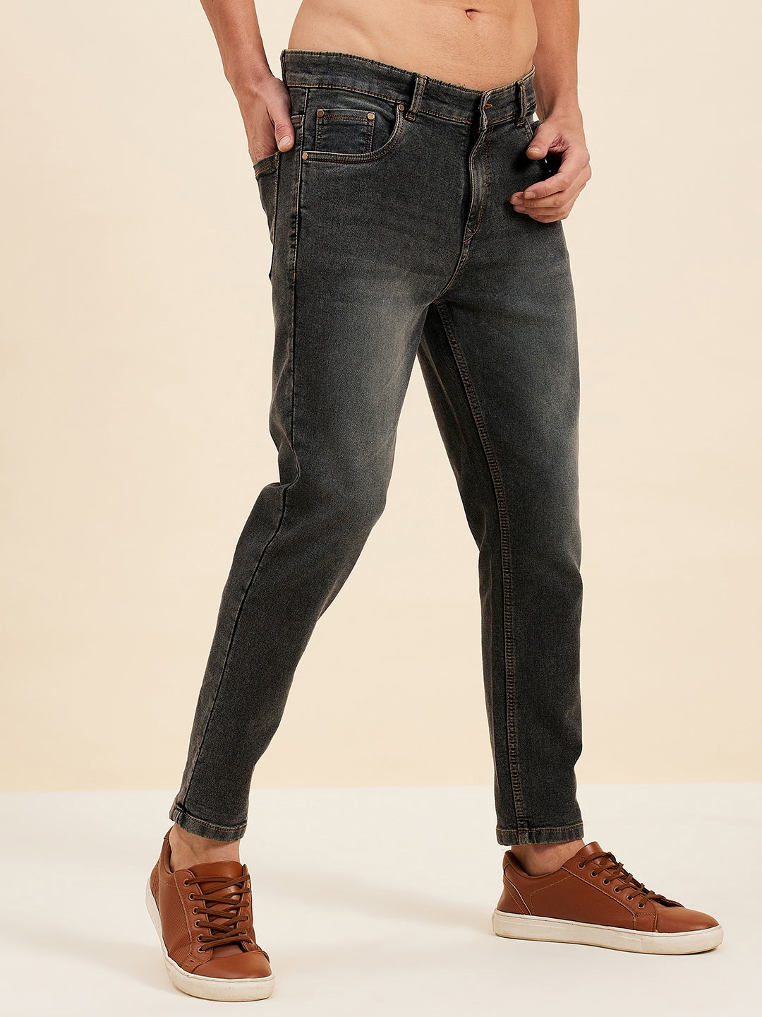 Men's Charcoal Grey Slim Fit Jeans - LYUSH-MASCLN