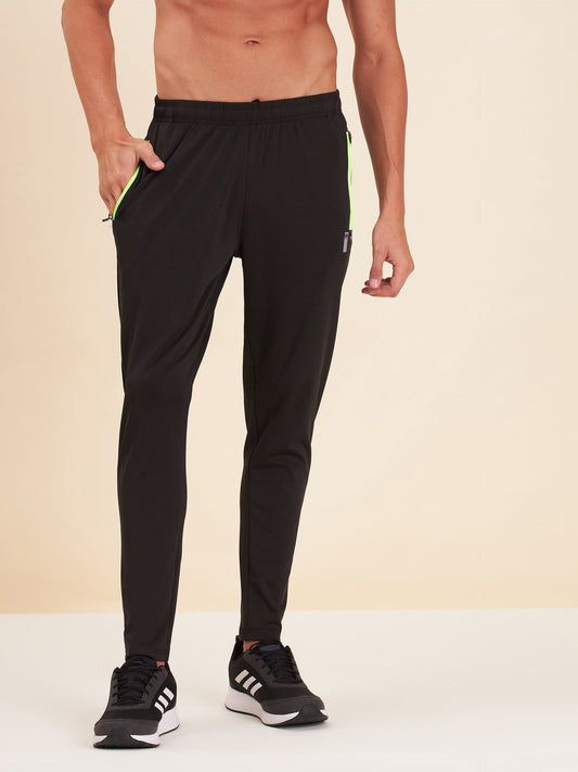 Men's Black Dry Fit Stretchable Slim Track Pants - LYUSH-MASCLN