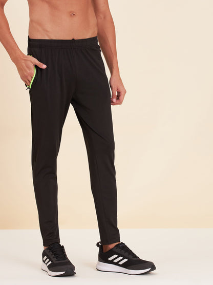 Men's Black Dry Fit Stretchable Slim Track Pants - LYUSH-MASCLN