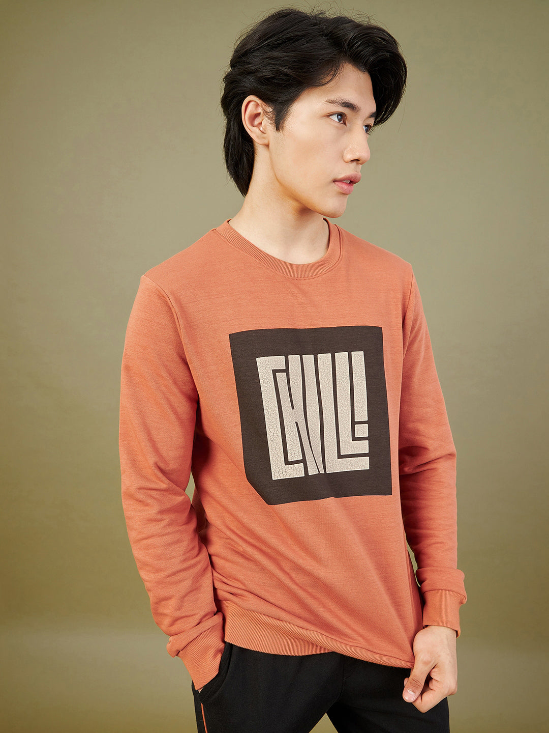 Men's Rust CHILL Print Sweatshirt - LYUSH-MASCLN