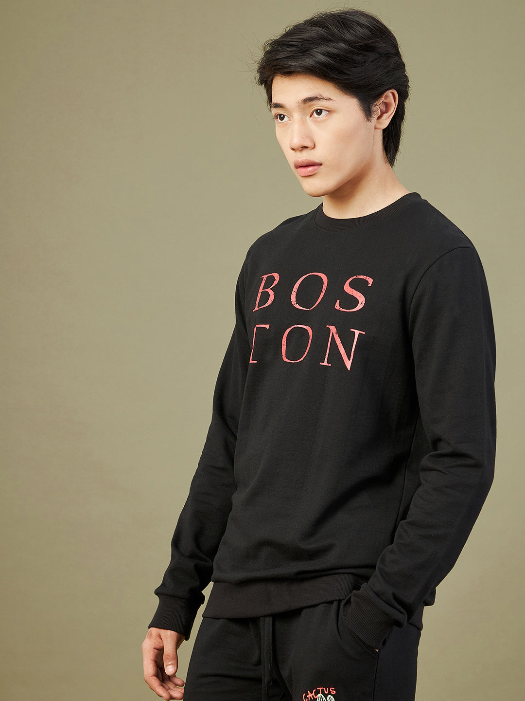 Men's Black BOSTON Sweatshirt - LYUSH-MASCLN