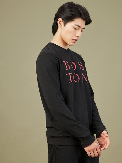 Men's Black BOSTON Sweatshirt - LYUSH-MASCLN