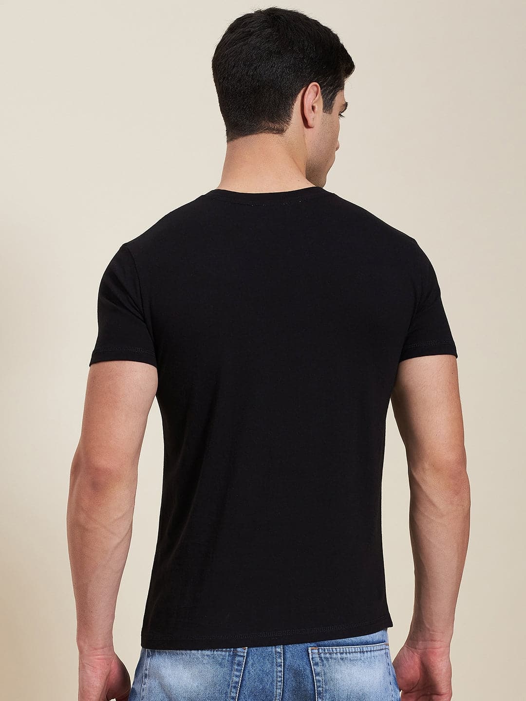 Men's Black Slim Fit MASCLN ORIGINAL T-Shirt - LYUSH-MASCLN