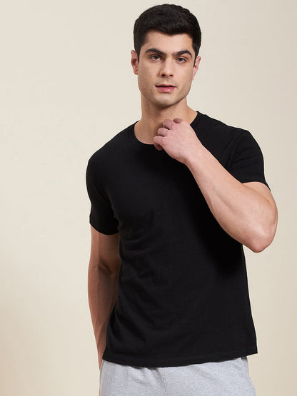 Men's Black Slim Fit Back Print MASCLN Logo T-Shirt - LYUSH-MASCLN