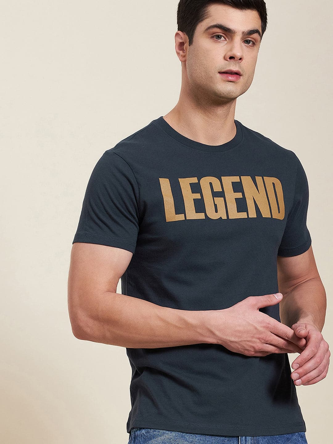 Men's Dark Blue LEGEND Regular Fit T-Shirt - LYUSH-MASCLN