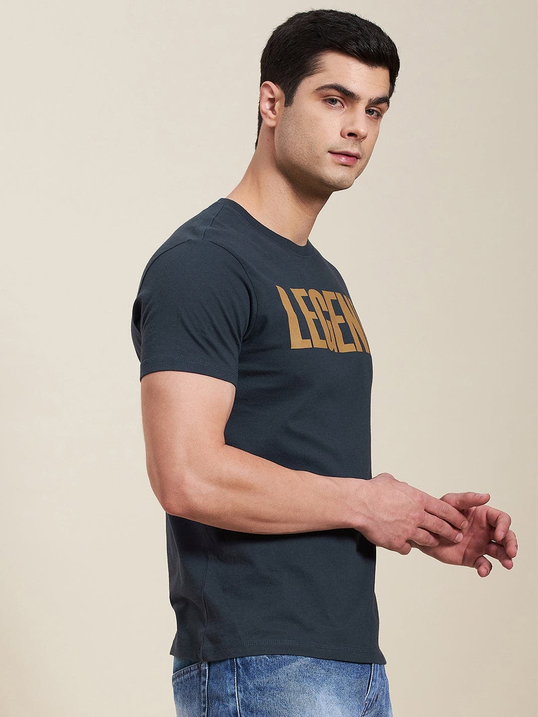 Men's Dark Blue LEGEND Regular Fit T-Shirt - LYUSH-MASCLN