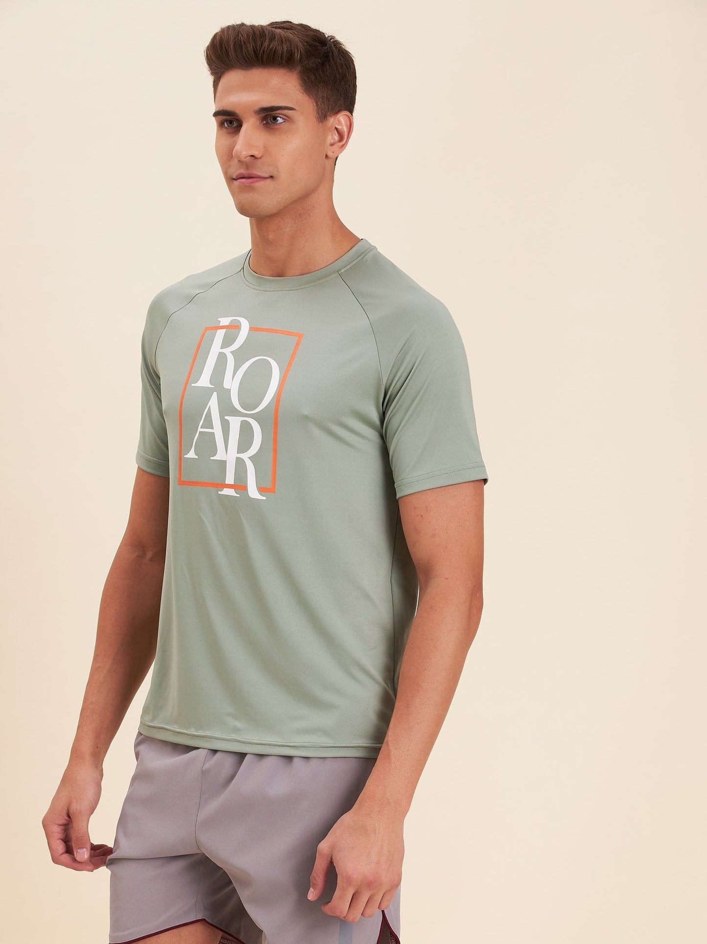 Men's Light Olive ROAR Dry Fit Raglan T-Shirt - LYUSH-MASCLN