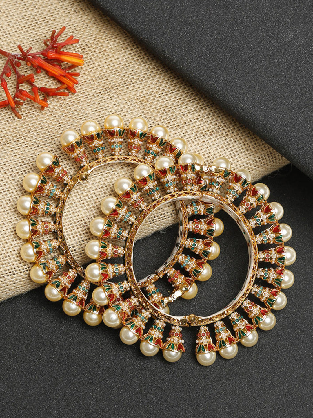 Women's Multi Embellished Bangle (Set of 2)