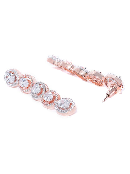 Women's  American Diamond Rose Gold Plated Jewellery Set